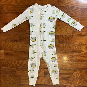 Hanna Andersson Star Wars Baby Yoda Zip Pajamas Cream Green Infant 6–12M Organic